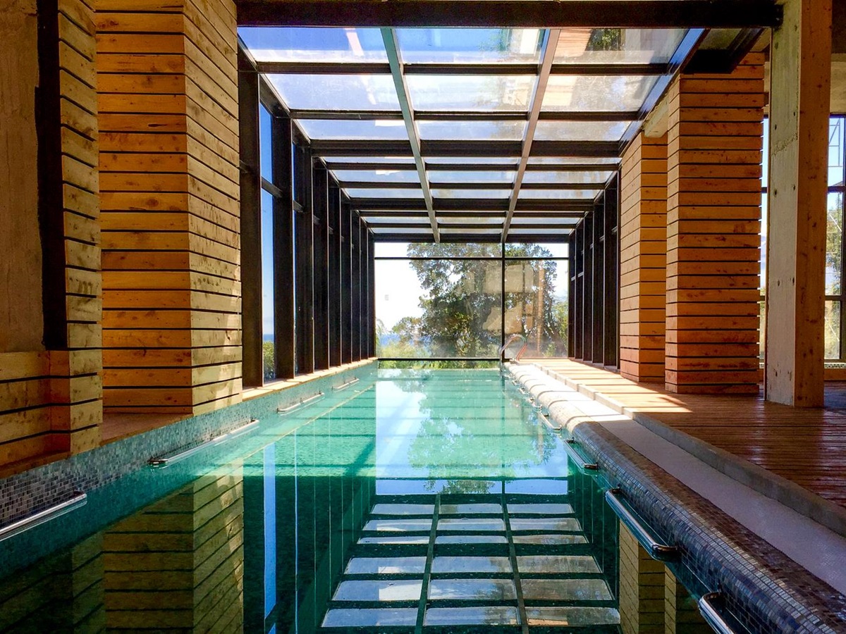 Swimming pool at Hotel AWA in Chilean Patagonia