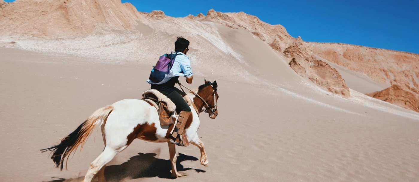 Person riding in the desert