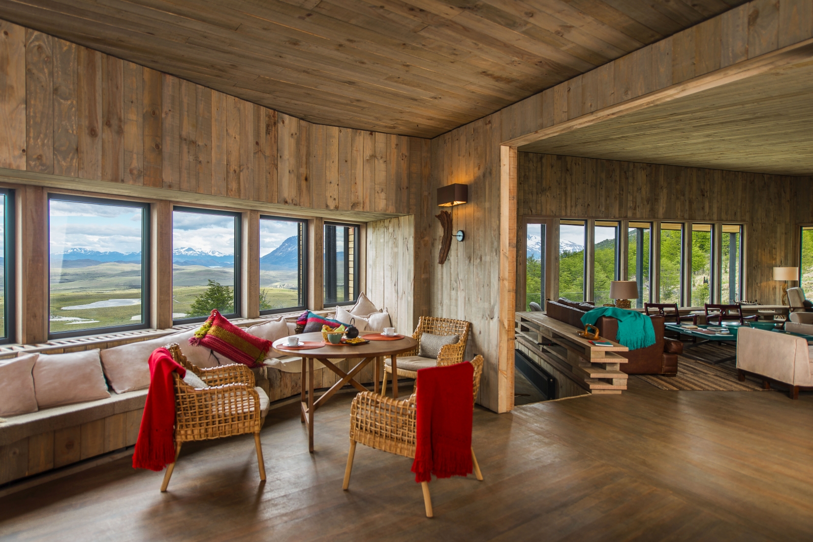 Lounge and chairs with blankets at Awasi Patagonia