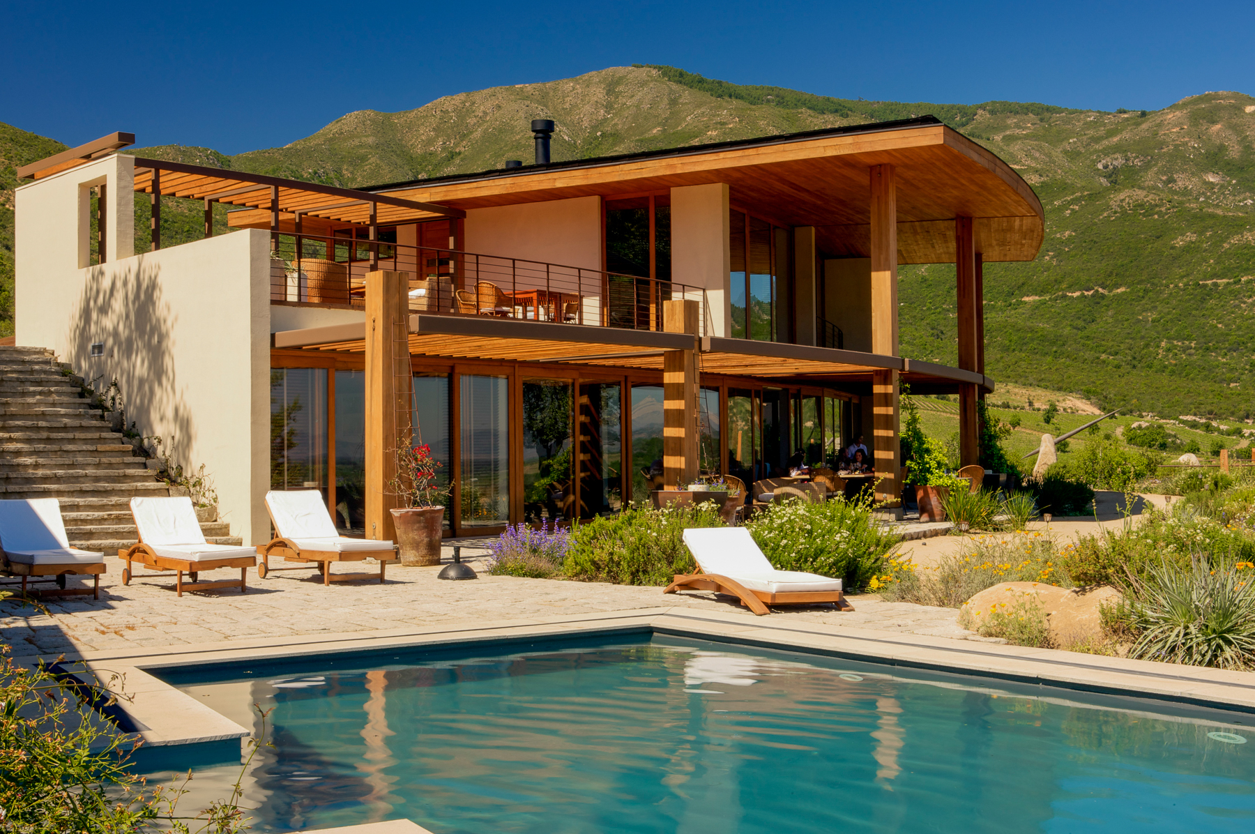 A guest villa at Clos Apalta residence in Chile's Colchagua Valley