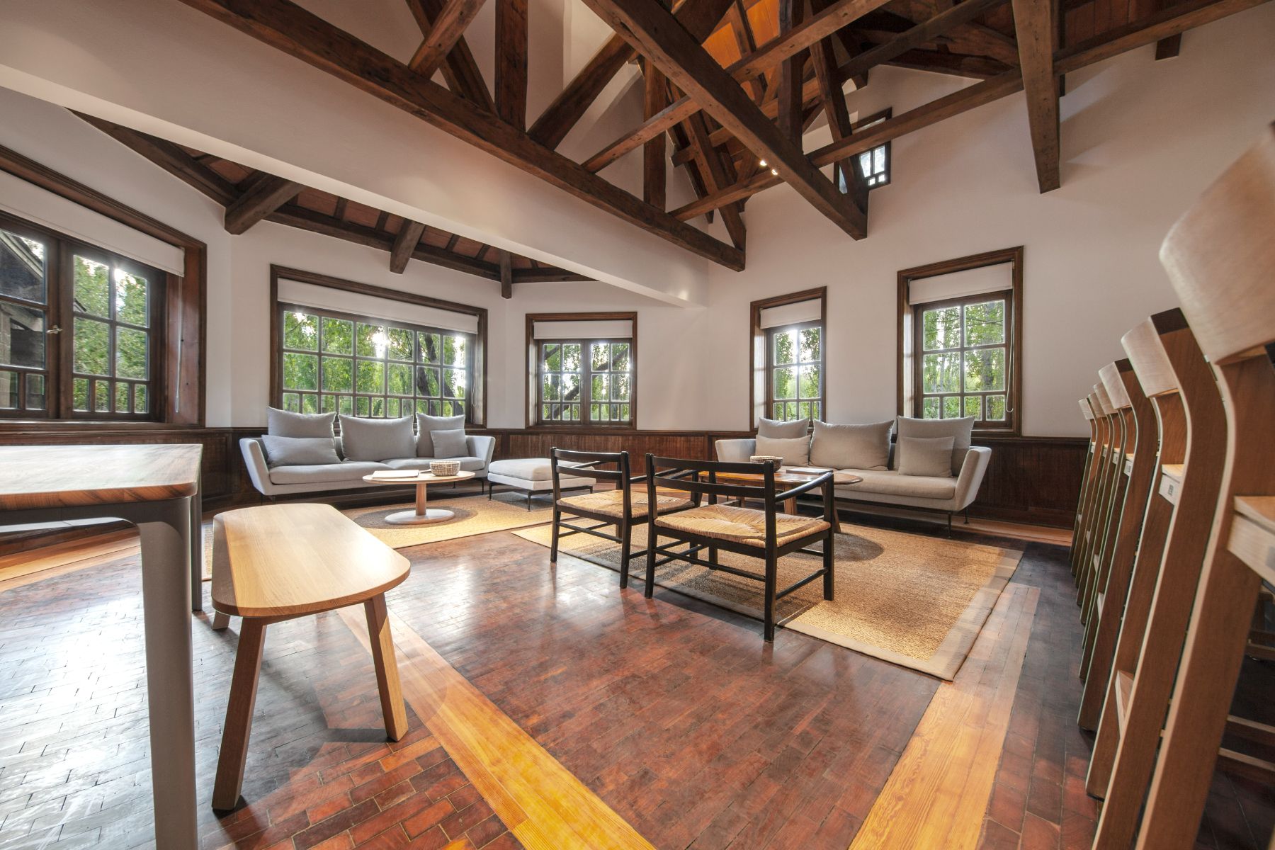 Guest lounge at Explora Patagonia National Park lodge in Chile
