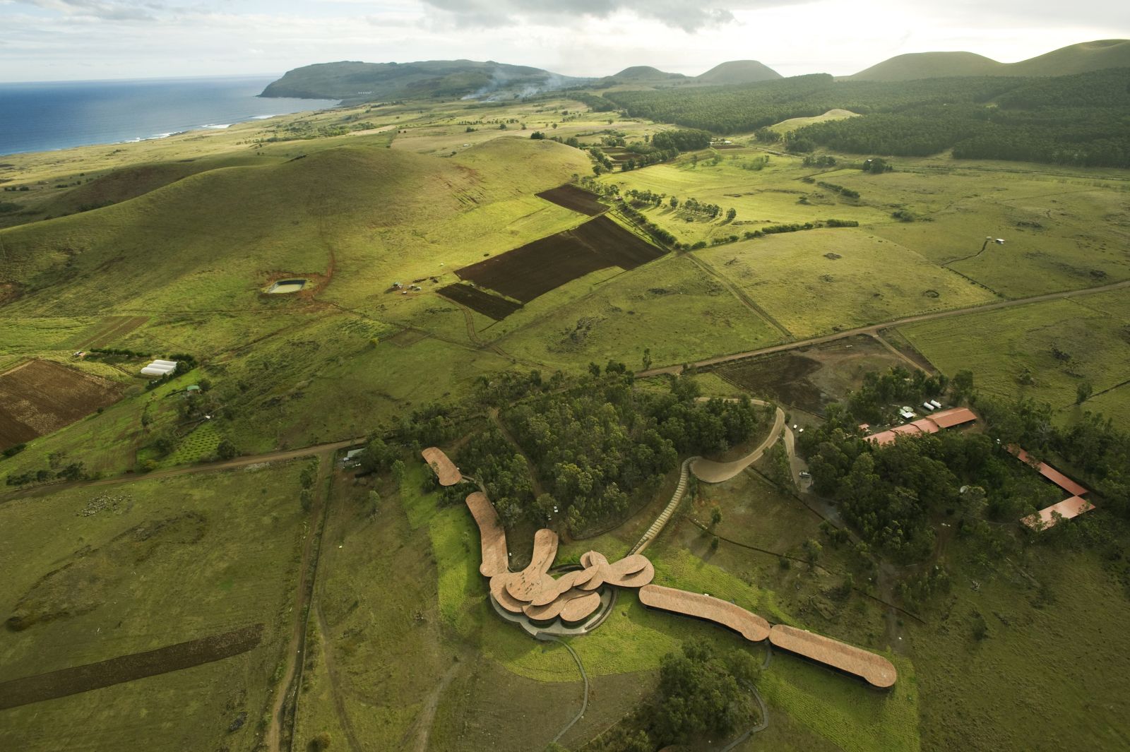 Aerial view of Explora Rapa Nui on Easter Island