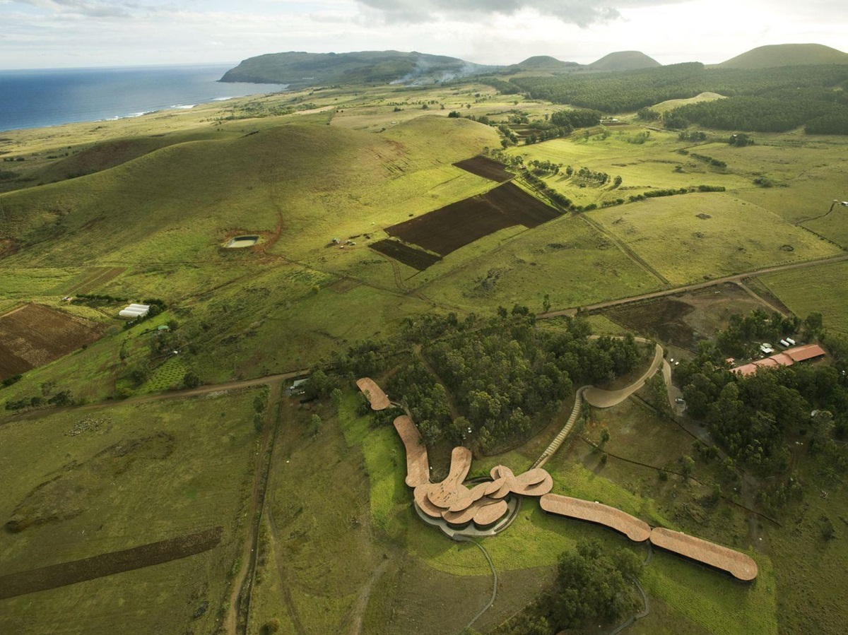Aerial view of Explora Rapa Nui on Easter Island