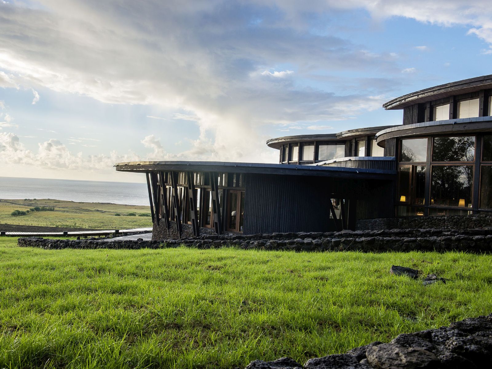 The grounds of Explora Rapa Nui on Easter Island