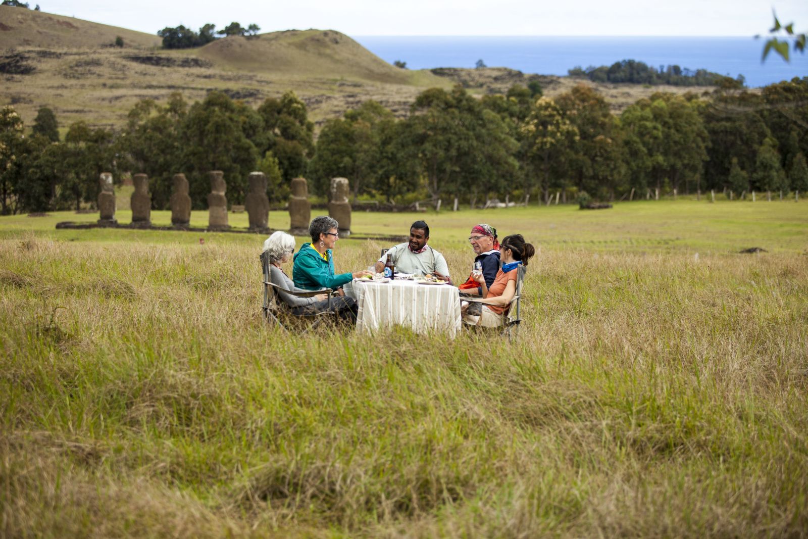 Picnic lunch at Akivi archaeological site, activity from Explora Rapa Nui Easter Island