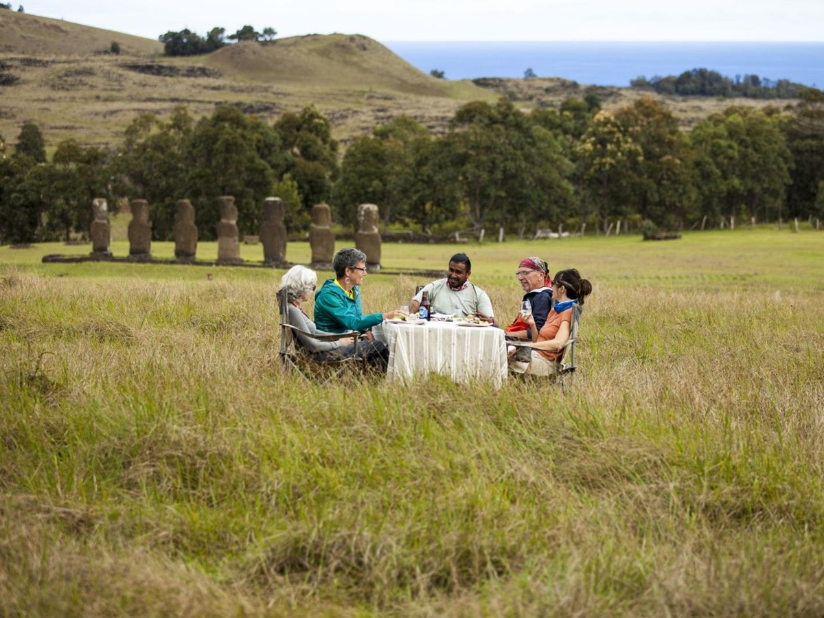 Picnic lunch at Akivi archaeological site, activity from Explora Rapa Nui Easter Island