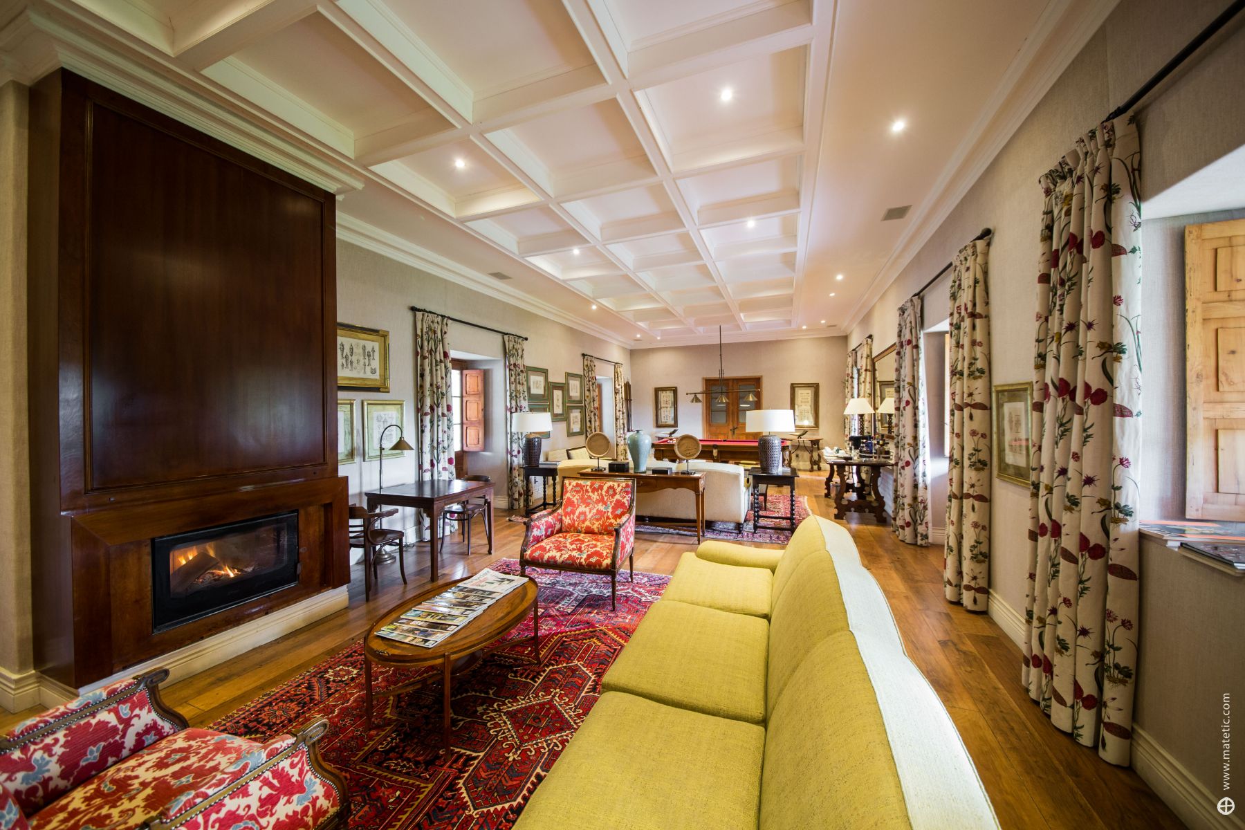 Guest lounge at boutique hotel La Casona at Matetic Vineyards in Chile