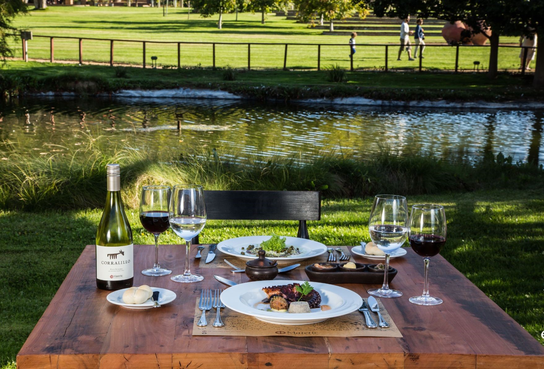 Lakeside dining at Matetic vineyards in Chile