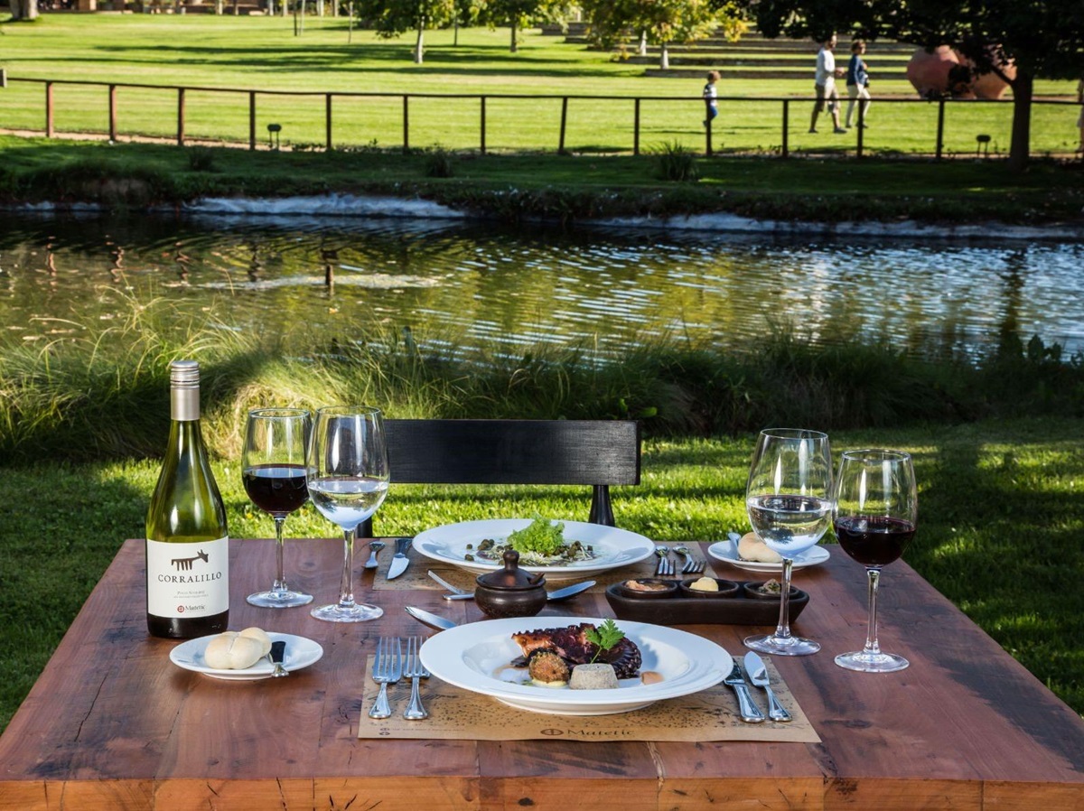 Lakeside dining at Matetic vineyards in Chile