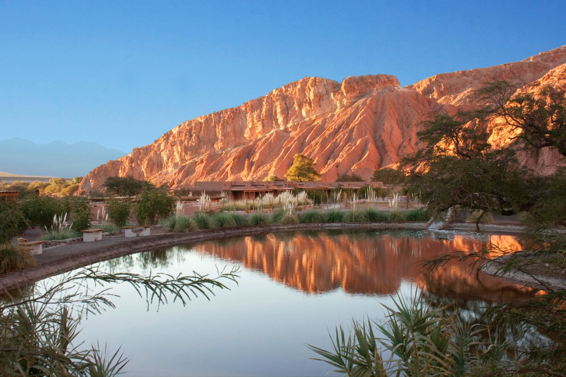 The lagoon at Nayara Alto Atacama lodge in Chile