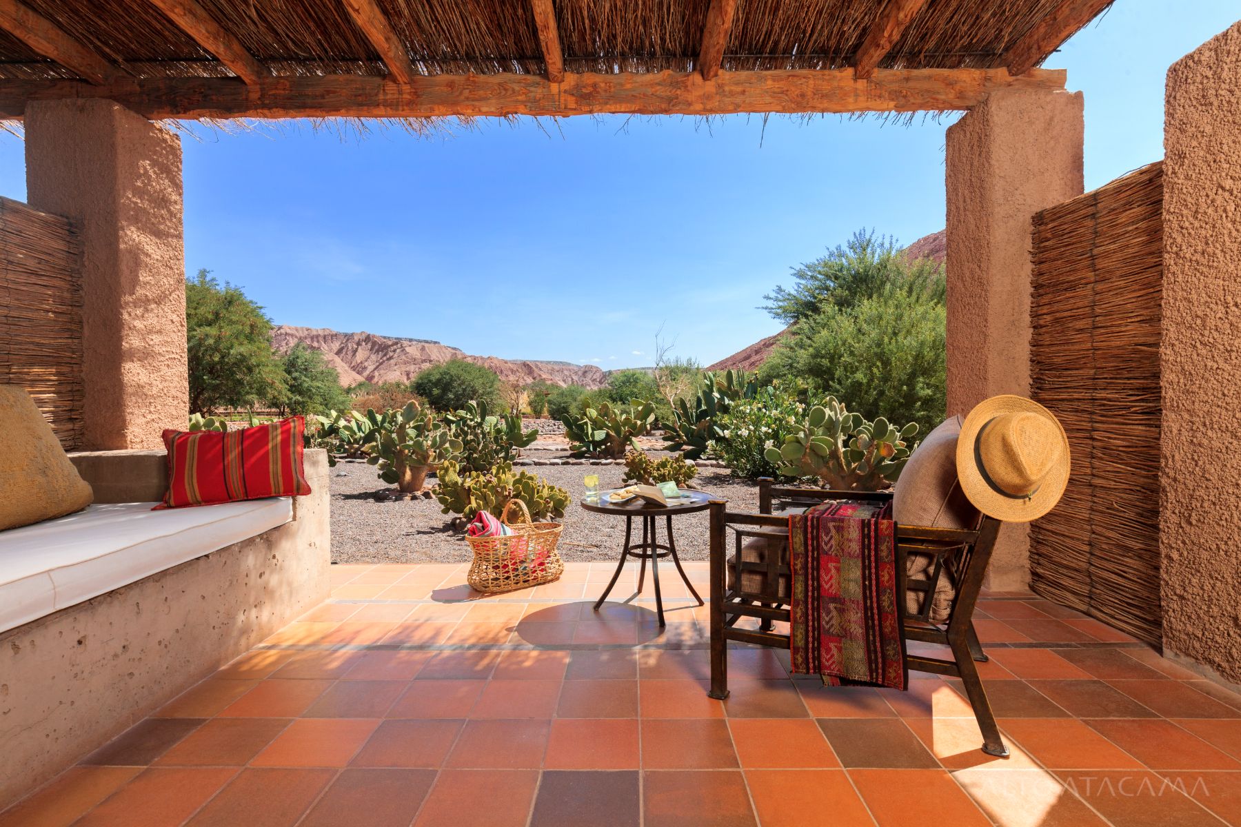 Private terrace of a Quitor room at Nayara Alto Atacama lodge in Chile