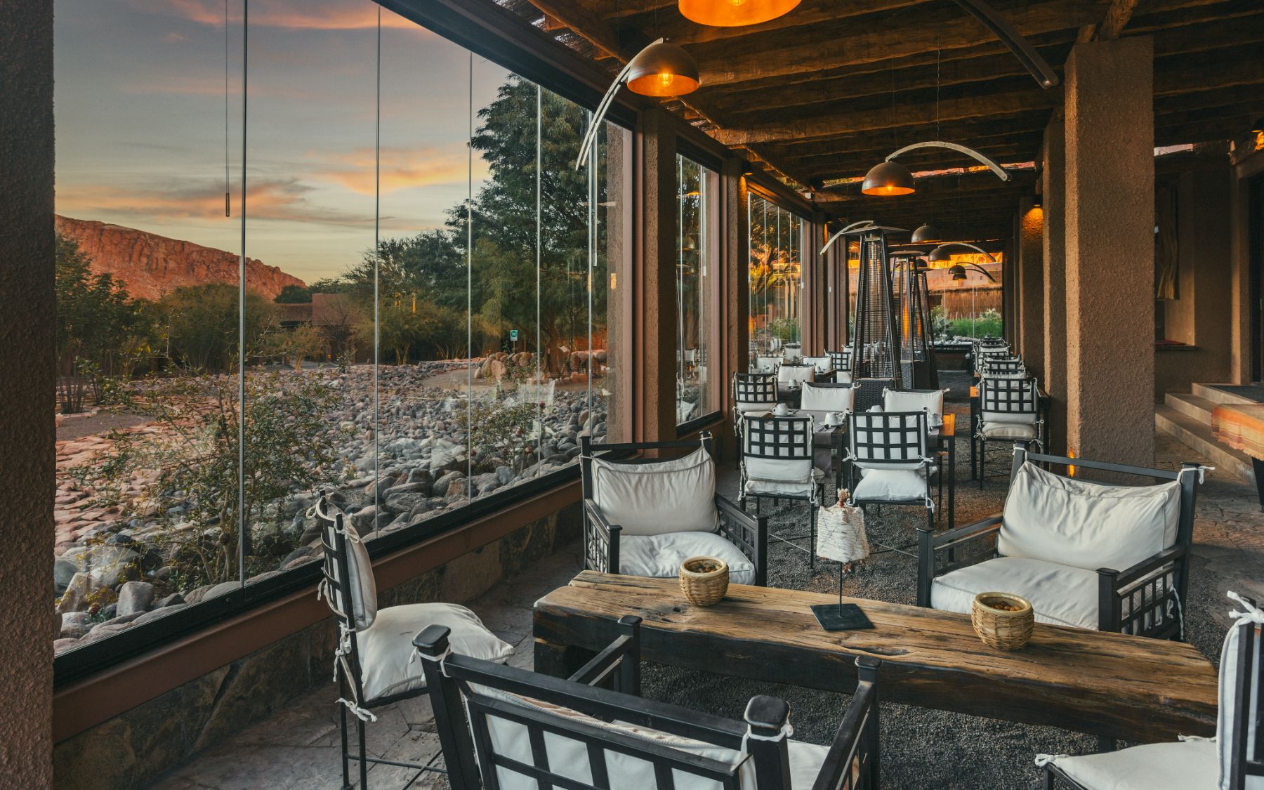The restaurant at Nayara Alto Atacama lodge in Chile