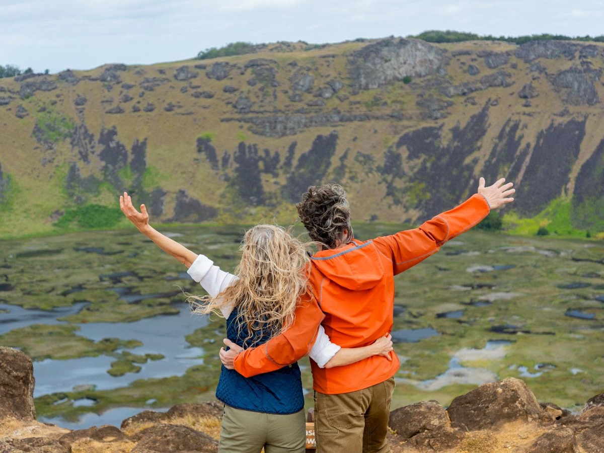 Guests of Nayara Hangaroa on Easter Island at the crater of the Rano Kau volcano
