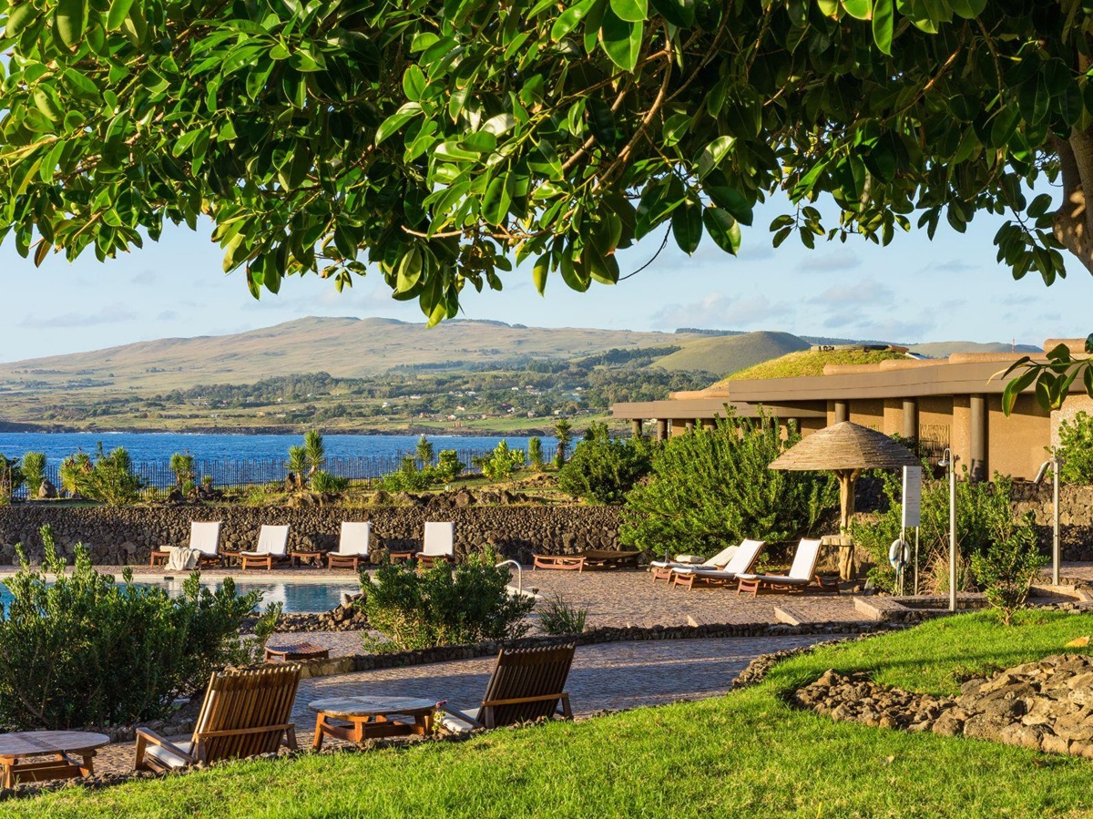 Gardens and swimming pool at Nayara Hangaroa Easter Island