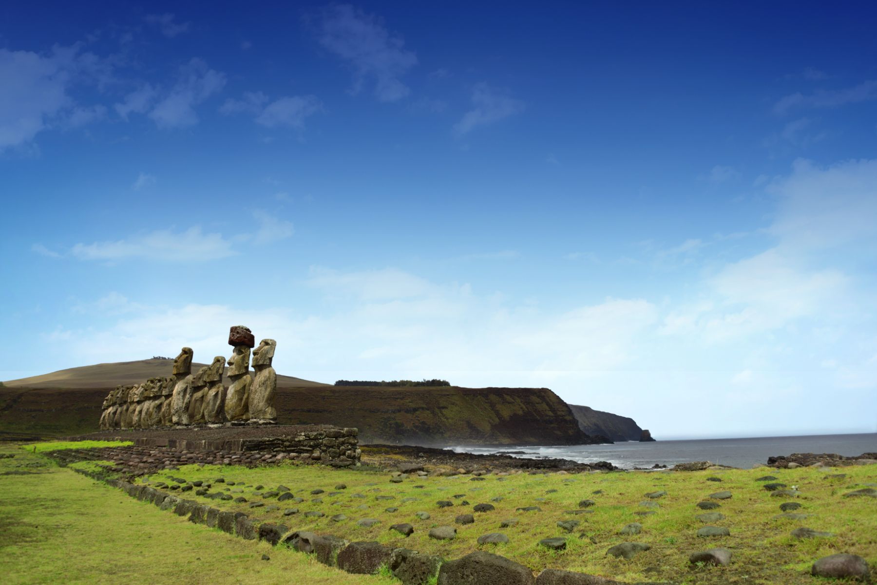 Excursion from Nayara Hangaroa Easter Island to see Moai statues facing out to sea