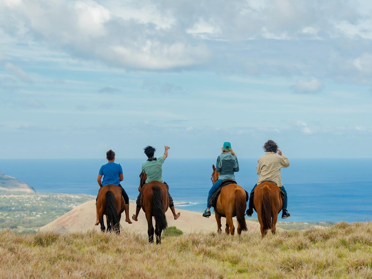 Guests on riding excursion from Nayara Hangaroa hotel on Easter Island