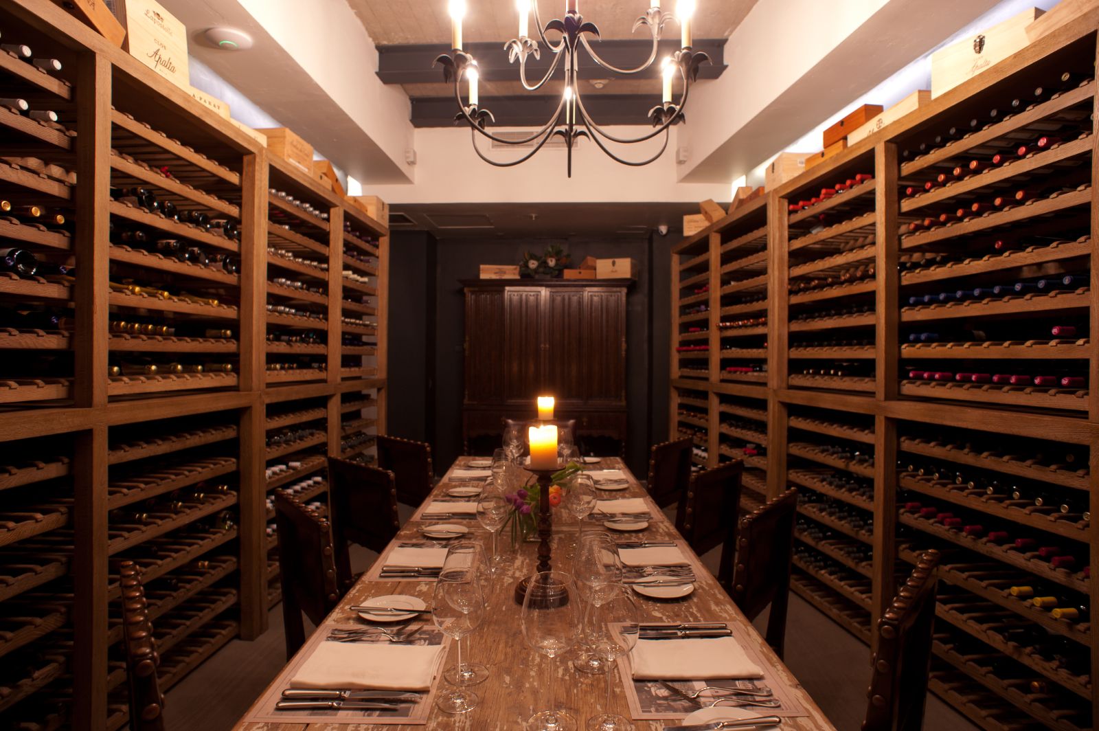 Wine cellar dining table at The Singular hotel in Chile de Santiago