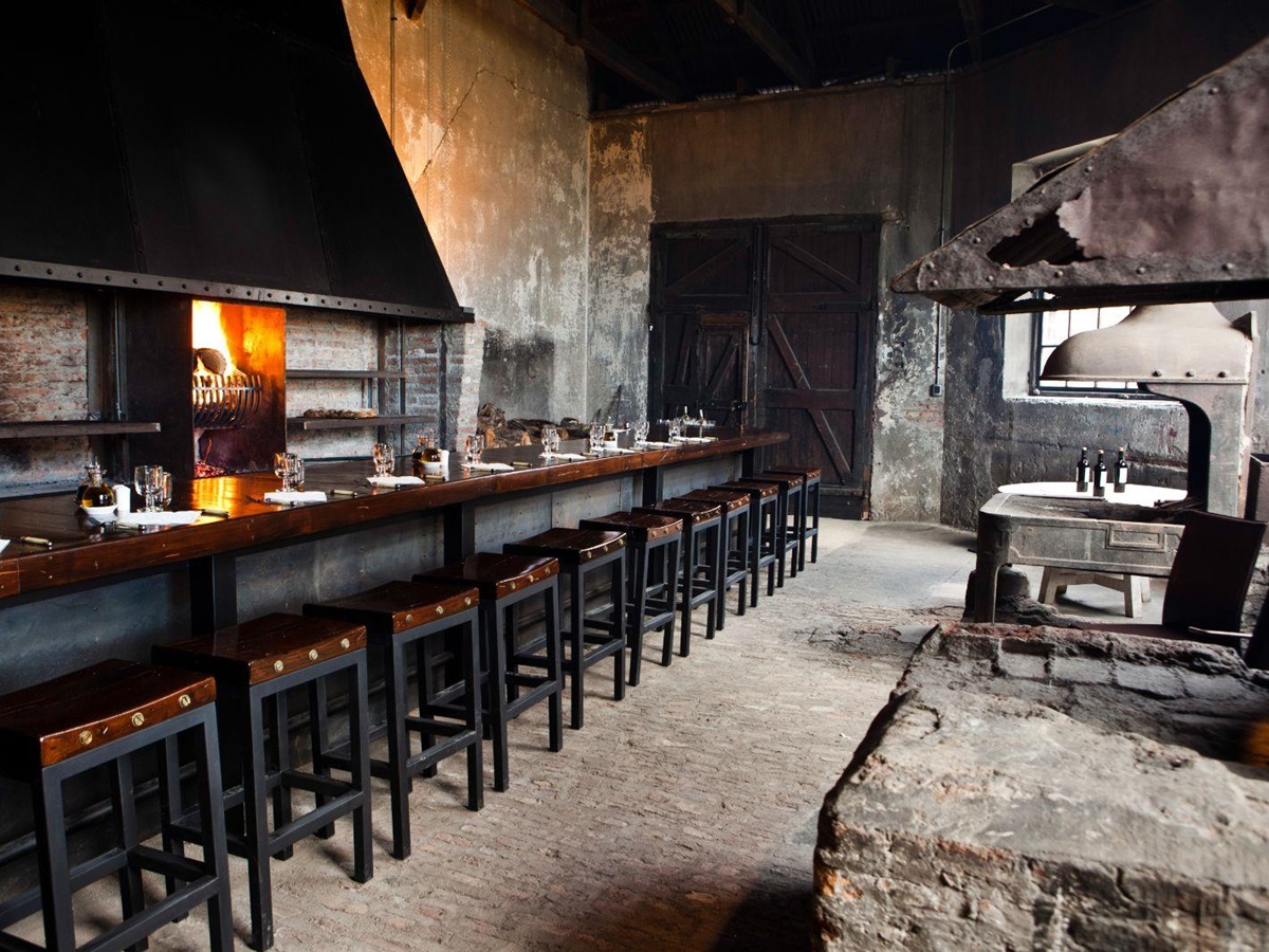 Bar seating area at The Singular Patagonia in Chile