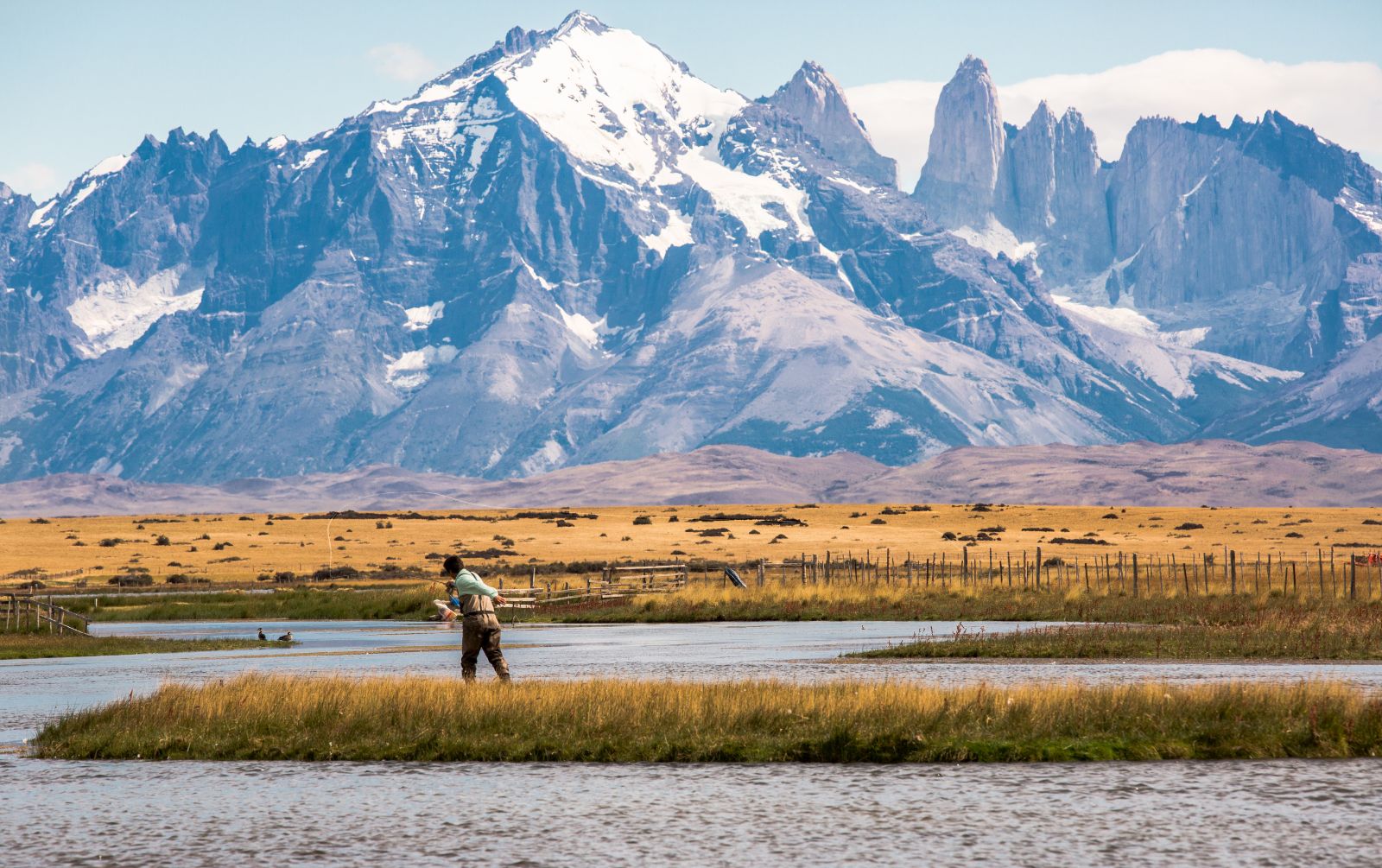 Fl fishing on the grounds of The Singular Patagonia hotel in Chile