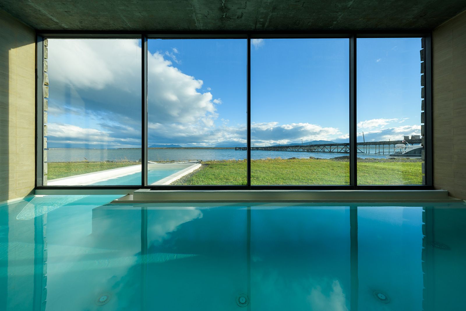 Spa pool at The Singular Patagonia in Chile