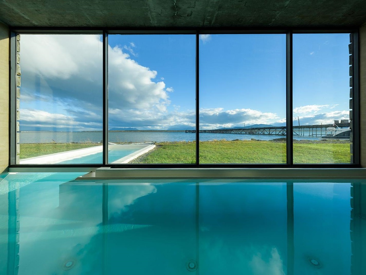 Spa pool at The Singular Patagonia in Chile
