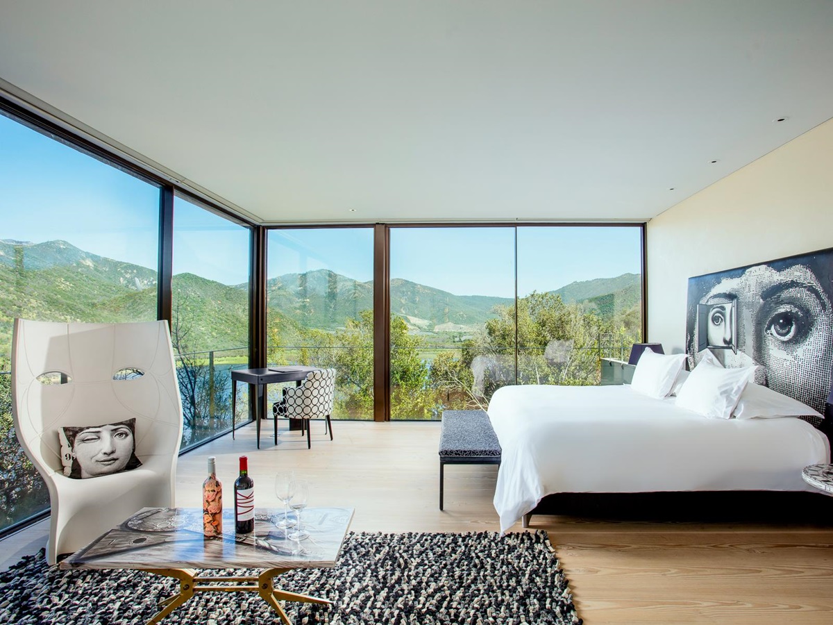 F Suite bedroom at Hotel VIK in Chile