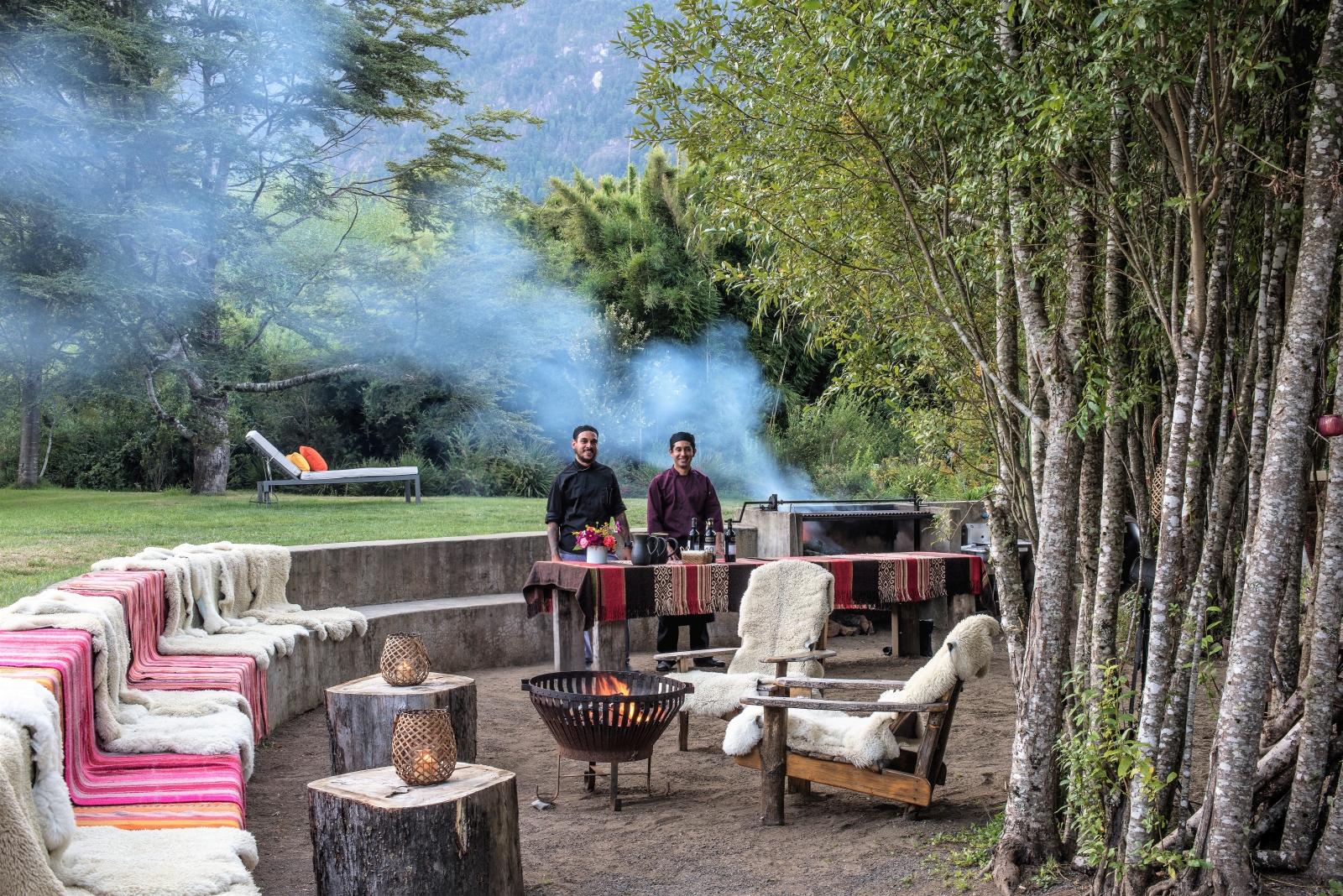 Outdoor barbecue with tow chefs