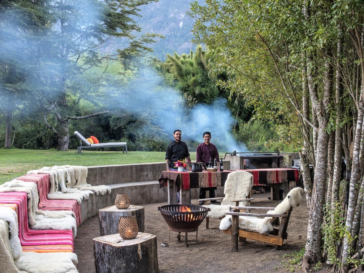 Outdoor barbecue with tow chefs
