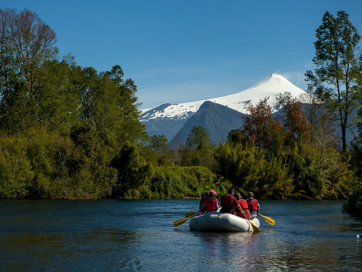 people in a raft on the river