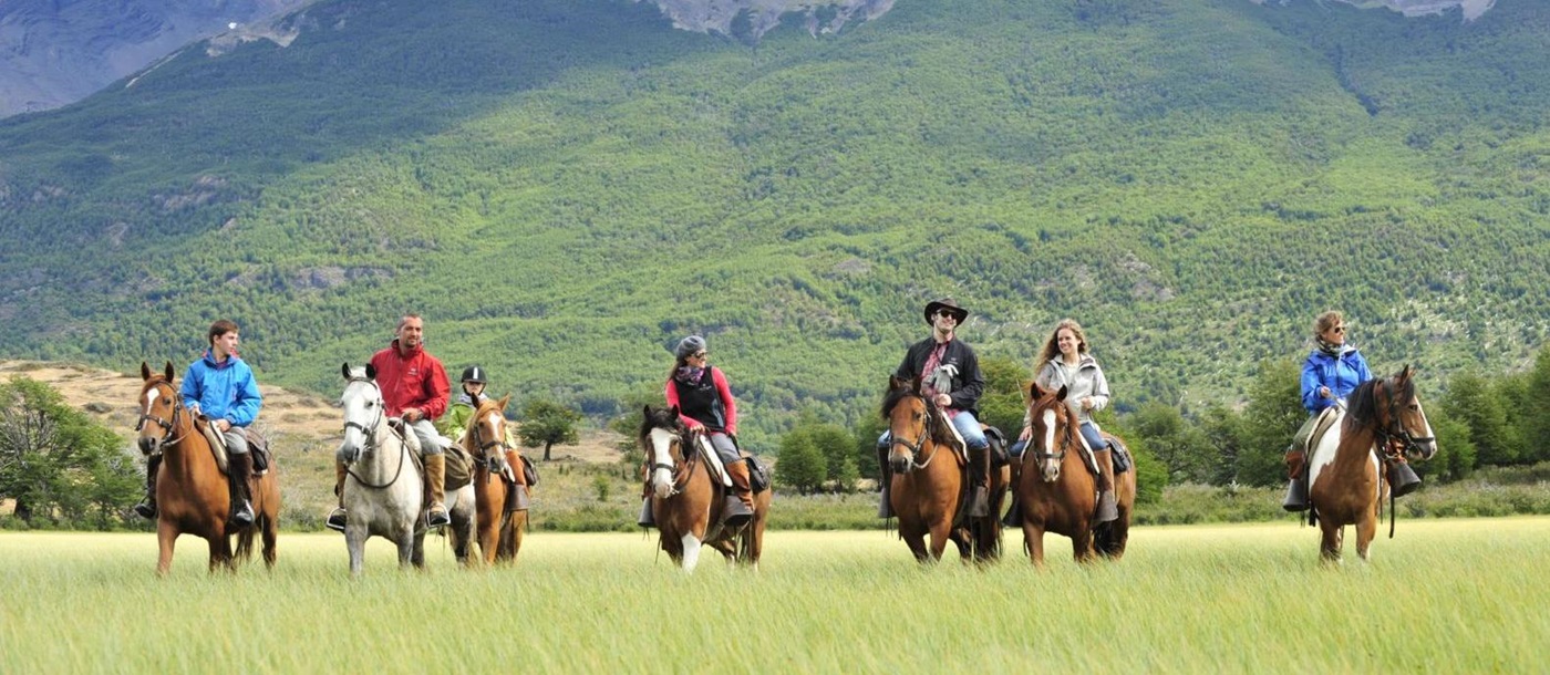 Riding on the grounds of The Singular Patagonia in Chile