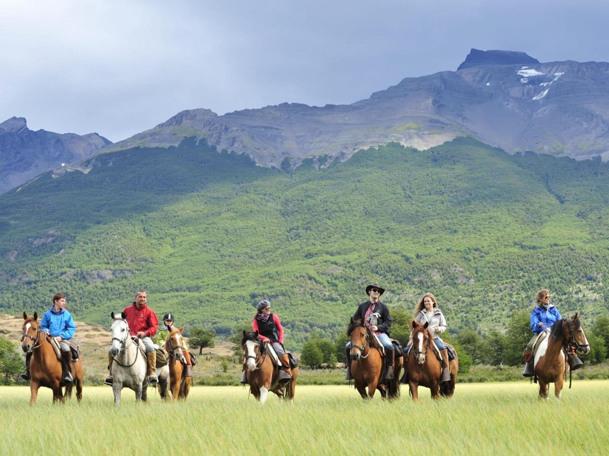 Riding on the grounds of The Singular Patagonia in Chile
