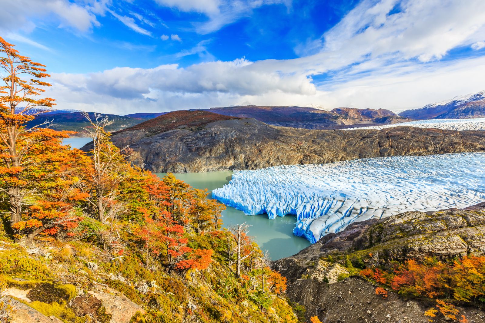 Looking down over Glacier Grey in Torres del Paine, Chile