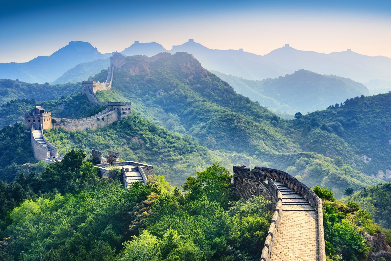 Looking across the Great Wall of China