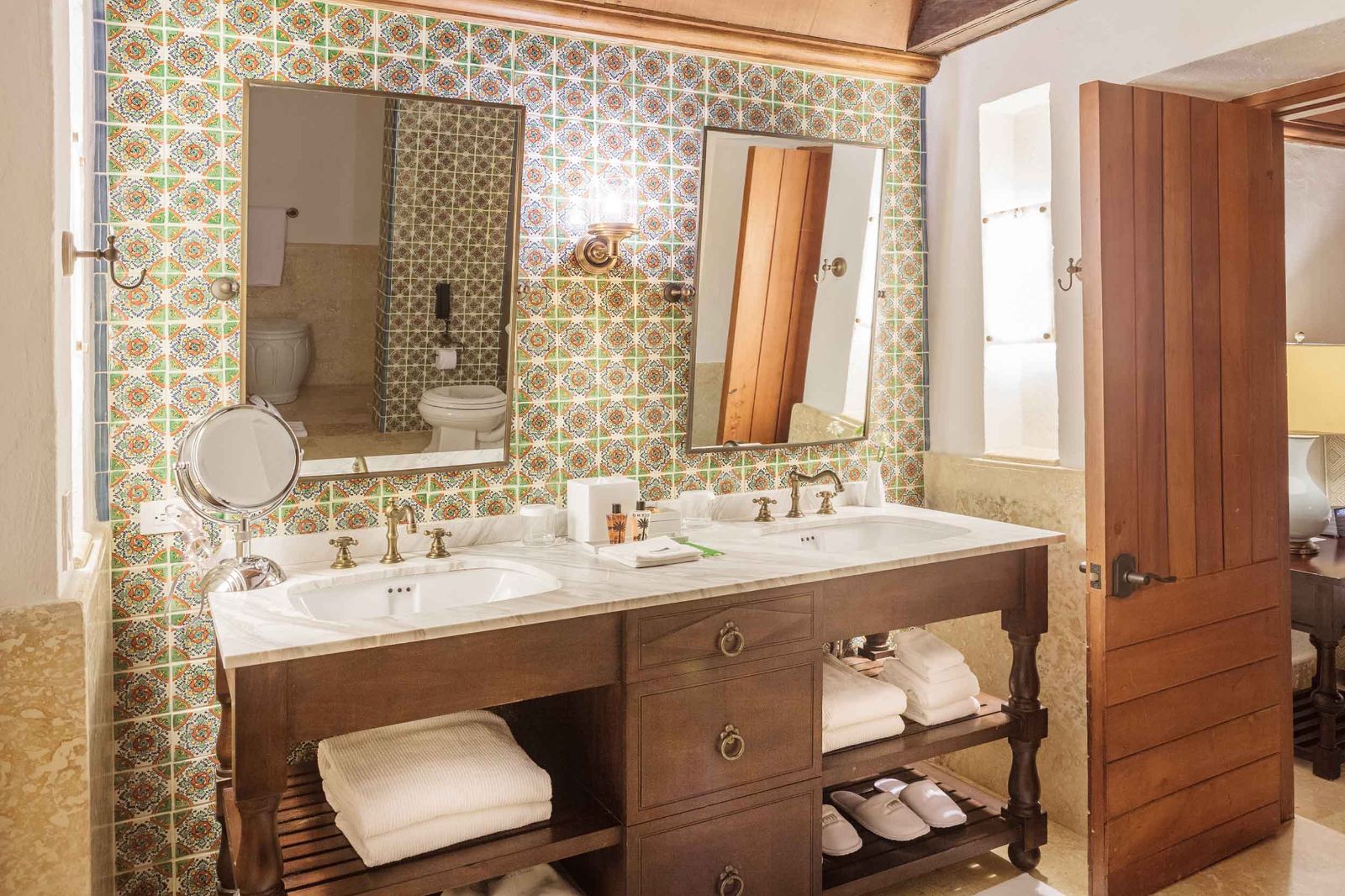 Guest suite bathroom at Casa San Agustin in Cartagena, Colombia