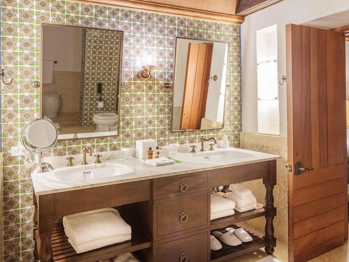 Guest suite bathroom at Casa San Agustin in Cartagena, Colombia