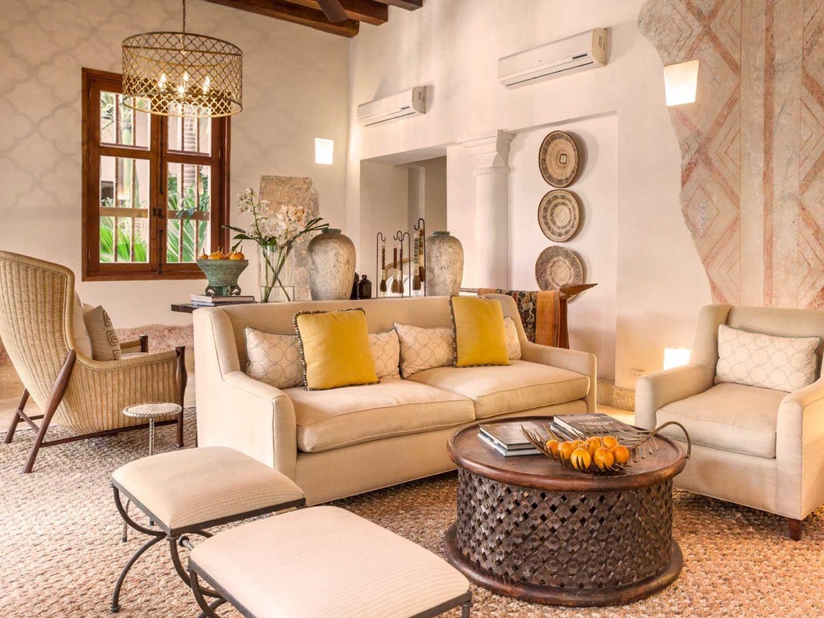 Library at Casa San Agustin in Cartagena, Colombia