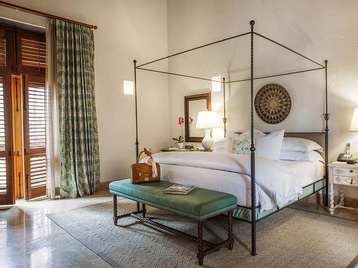 Guest suite bedroom at Casa San Agustin in Cartagena, Colombia