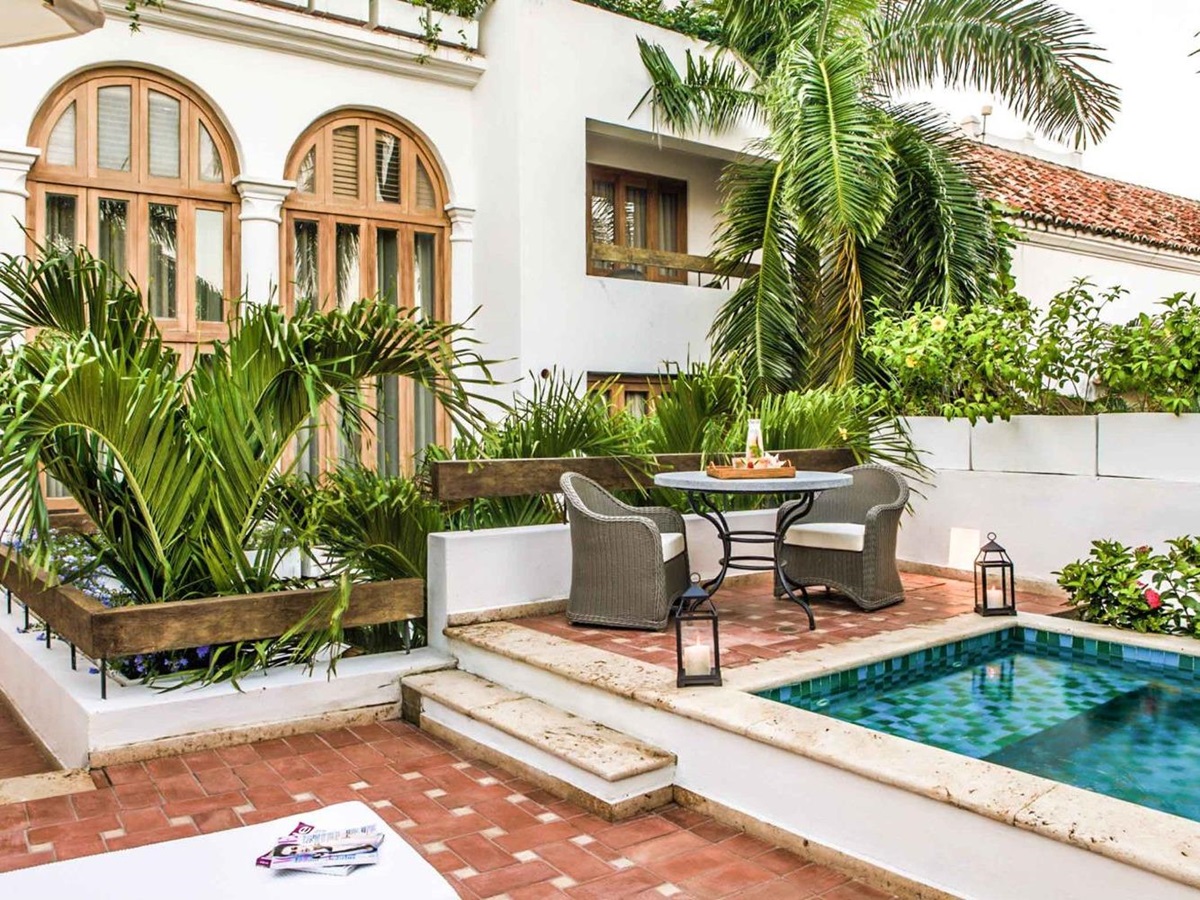 Premium guest suite terrace and pool at Casa San Agustin in Cartagena, Colombia