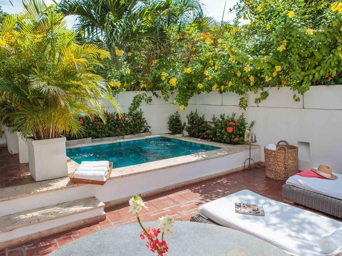 Premium suite plunge pool and terrace at Casa San Agustin in Cartagena, Colombia