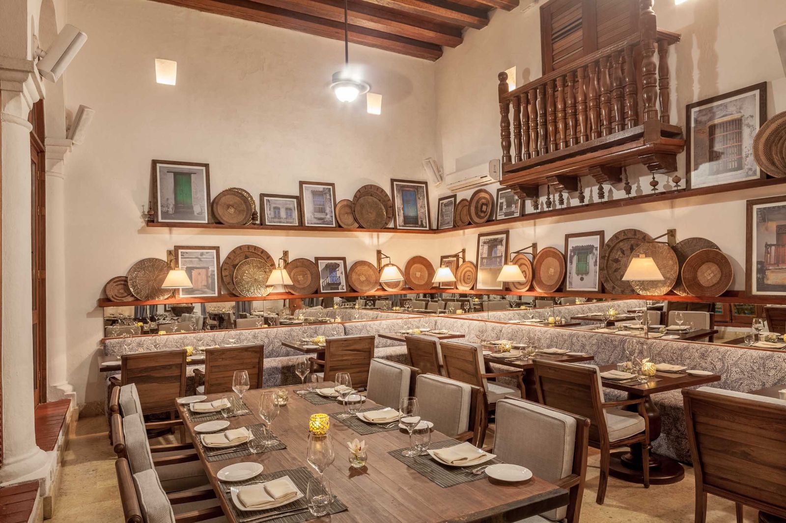 Restaurant interior at Casa San Agustin in Cartagena, Colombia