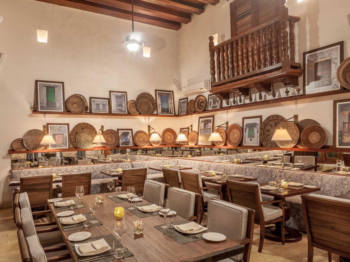 Restaurant interior at Casa San Agustin in Cartagena, Colombia