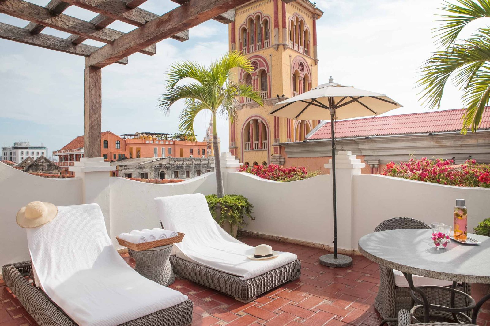 Virrey guest suite roof terrace and view at Casa San Agustin in Cartagena, Colombia