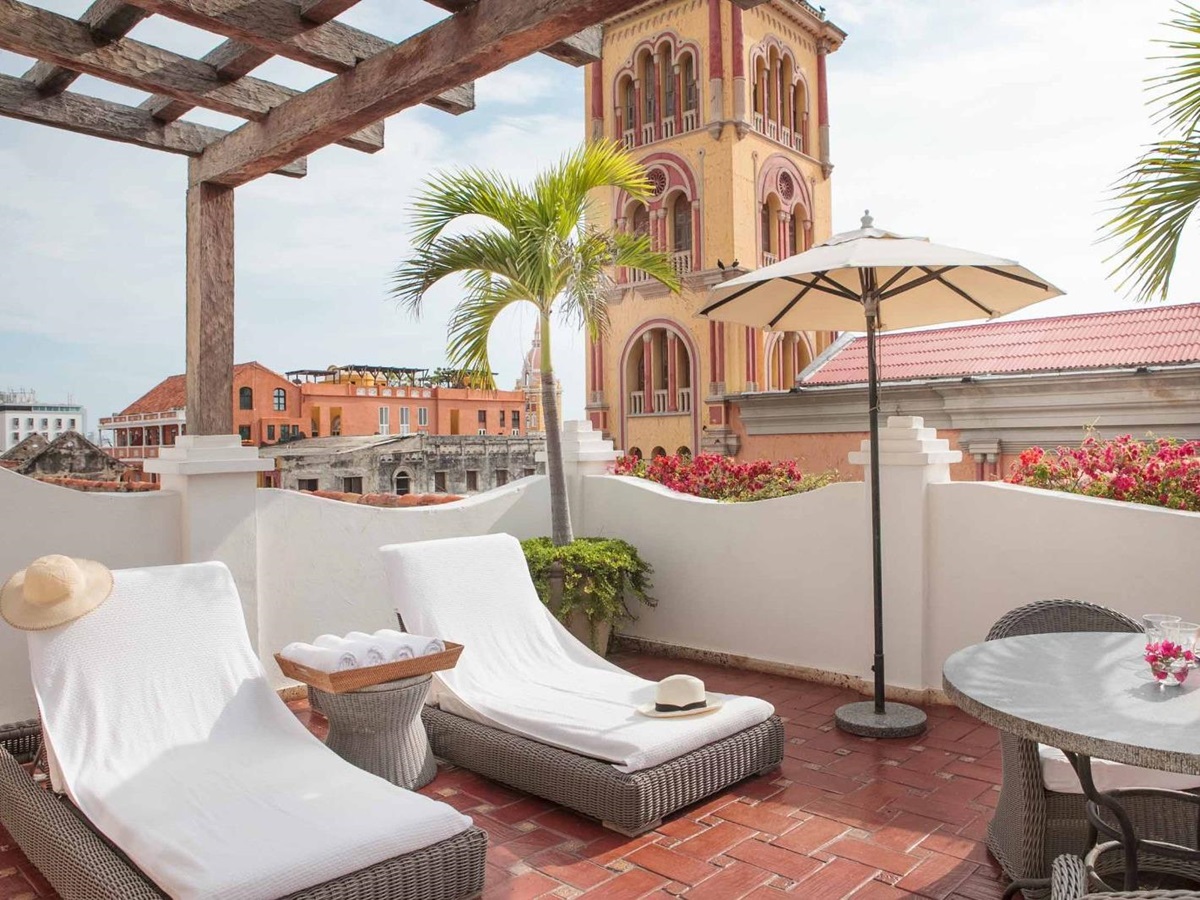 Virrey guest suite roof terrace and view at Casa San Agustin in Cartagena, Colombia