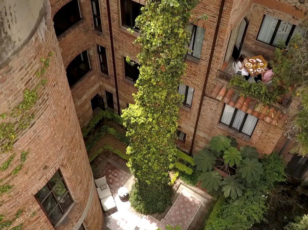Aerial view of courtyard at Four Seasons casa Medina in Bogota, Colombia