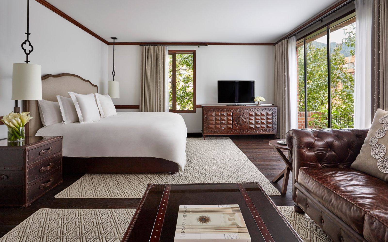 Double guest suite with terrace view at Four Seasons casa Medina in Bogota, Colombia