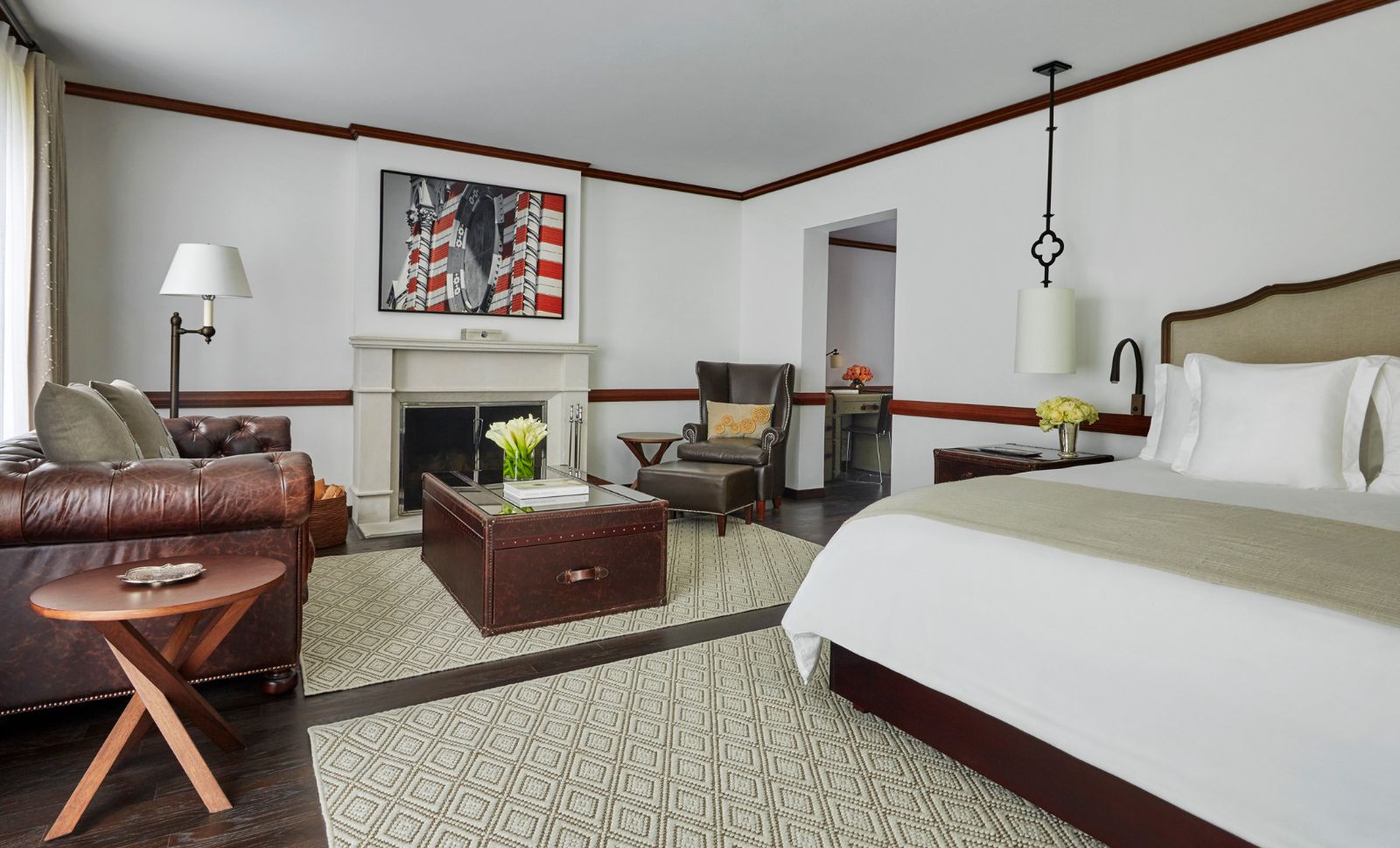 Double guest suite bedroom at Four Seasons casa Medina in Bogota, Colombia