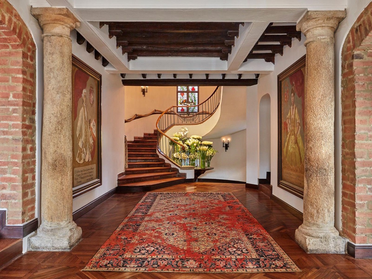 Staircase and hallway at Four Seasons casa Medina in Bogota, Colombia