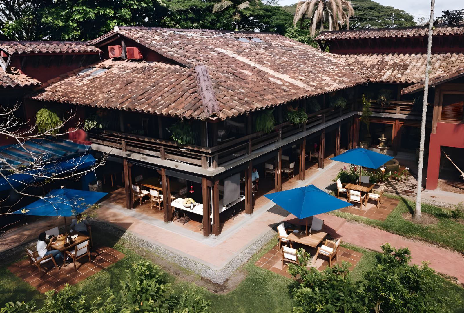 Aerial exterior view of Hotel Boutique Sazagua in the coffee region of Colombia