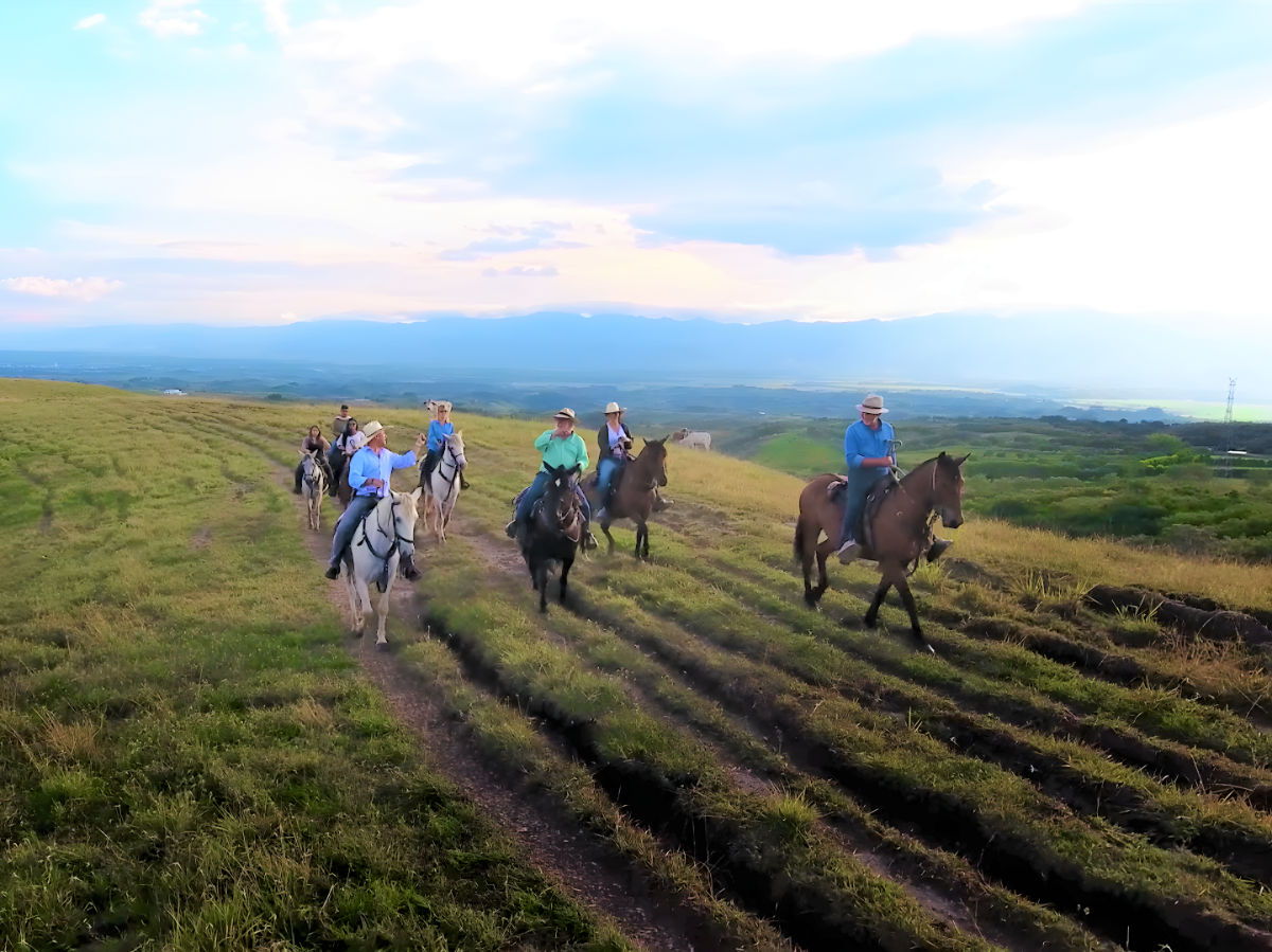 Riding on the grounds of Hotel Boutique Sazagua in Colombia's coffee region
