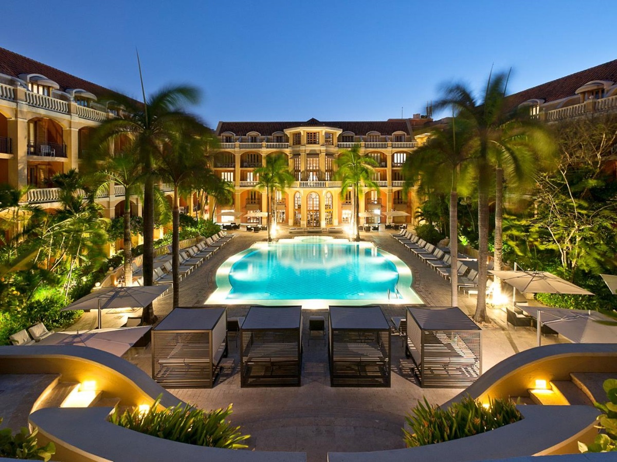 Exterior aerial view of Sofitel Legend Santa Clara in Cartagena, Colombia
